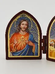 Klein Tweeluik Icoon - Heilig Hart van Jezus en Sint Rita