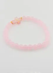 Religieuze Armband met Kruis en Roze Jade