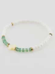 Religieuze Armband van Steen en Parelmoer - Groen