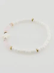Religieuze Armband van Steen en Parelmoer - Licht Roze