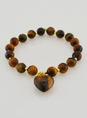 Edelsteen Armband met Hart - Tijgeroog