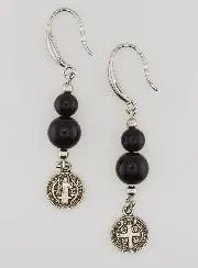 Beschermende Oorbellen - St. Benedictus en Obsidiaan