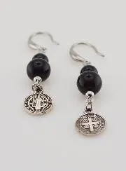 Beschermende Oorbellen - St. Benedictus en Obsidiaan