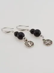 Beschermende Oorbellen - St. Benedictus en Obsidiaan