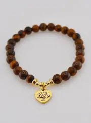Armband van Natuursteen - Tijgeroog en Levensboom