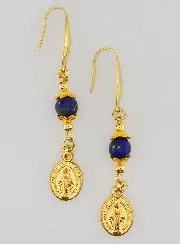 Oorbellen - Wonderdadige Medaille en Lapis Lazuli