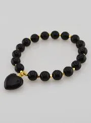 Armband van Natuursteen met Hart - Obsidiaan