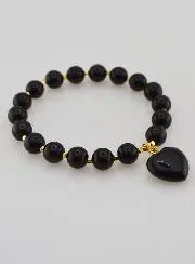 Armband van Natuursteen met Hart - Obsidiaan