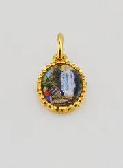 Medaillon met Gedraaide Rand 15mm - Onze Lieve Vrouw van Lourdes