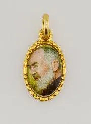 Medaillon met Gedraaide Rand 15mm - Padre Pio