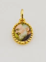 Medaillon met Gedraaide Rand 15mm - Padre Pio