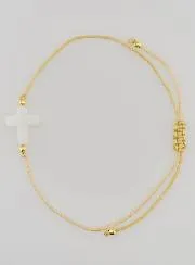 Armband met Kruis - beige