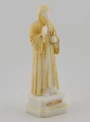 Beschilderd Albasten Beeldje van Sint Charbel - 12cm