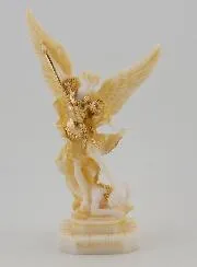Beeld van Sint Michaël van Beschilderd Albast - 12cm