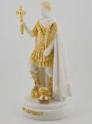 Beeld van Sint Expeditus van Beschilderd Albast - 19cm