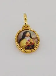 Medaillon met Gedraaide Rand 15mm - Heilige Theresia