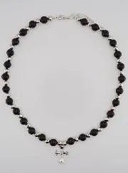 Religieus Collier van Zwarte Agaat en Kruis