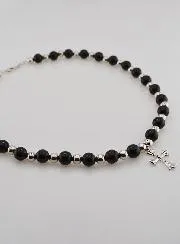 Religieus Collier van Zwarte Agaat en Kruis
