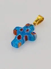 Handgemaakte Glazen Kruishanger - Turkoois Blauw