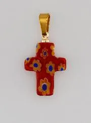 Handgemaakte Glazen Kruishanger - Rood