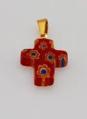 Handgemaakte Glazen Kruishanger - Rood