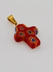Handgemaakte Glazen Kruishanger - Rood