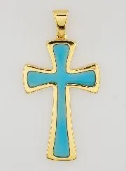 Hanger Kruis 4cm - Turkoois Blauw