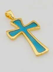 Hanger Kruis 4cm - Turkoois Blauw