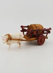 Kerststal Figuur Ossenkar en Vat - Hoogte 6 cm