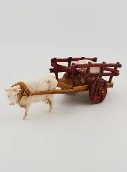 Kerststal Beeld Ossenkar en Varkens - Hoogte 6 cm