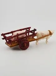 Kerststal Beeld Ossenkar en Varkens - Hoogte 6 cm
