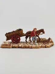 Kerststal Beeld Houthakker met Kar - Hoogte 6 cm