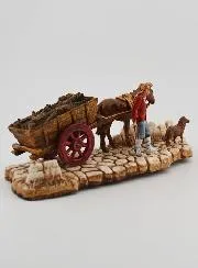 Kerststal Beeld Houthakker met Kar - Hoogte 6 cm