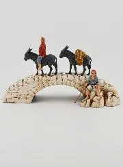 Kerststal Beeld Ezels op een Brug - Hoogte 6 cm