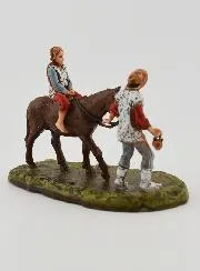 Kerststal Beeld Bergbewoner en Kind te Paard - Hoogte 6 cm