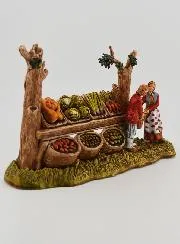 Kerststal Beeld Groenteboer en zijn Kraam - 6 cm
