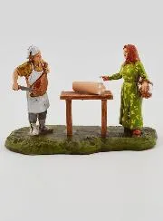 Kerststal Beeld Slager en Klant - 6cm