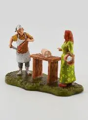 Kerststal Beeld Slager en Klant - 6cm