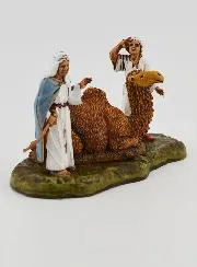 Kerststal Beeld Kameeldrijvers en Zittende Kameel - 6 cm