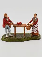 Kerststal Beeld Groentehandelaar en Klant - 6 cm