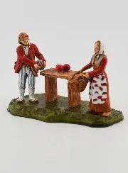 Kerststal Beeld Groentehandelaar en Klant - 6 cm