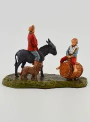 Kerststal Beeld Man op een Ezel en Kind - 6cm