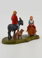 Kerststal Beeld Man op een Ezel en Kind - 6cm