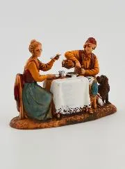 Kerststal Beeld van een Stel aan Tafel - 6cm