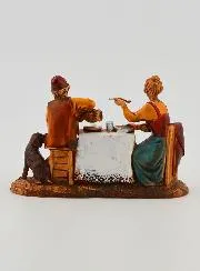 Kerststal Beeld van een Stel aan Tafel - 6cm