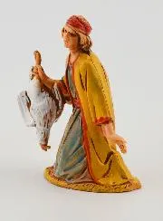 Kerststal Beeld Man met Kip – 6 cm
