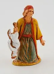 Kerststal Beeld Man met Kip – 6 cm