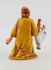 Kerststal Beeld Man met Kip – 6 cm