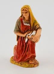 Kerststal Beeld Wasvrouw met Mand – 6 cm