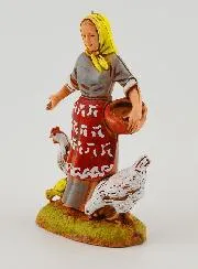 Kerststal Figuur Boerin en haar Kippen - 6cm